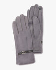 Tech Touch suede and fur gloves with buckle