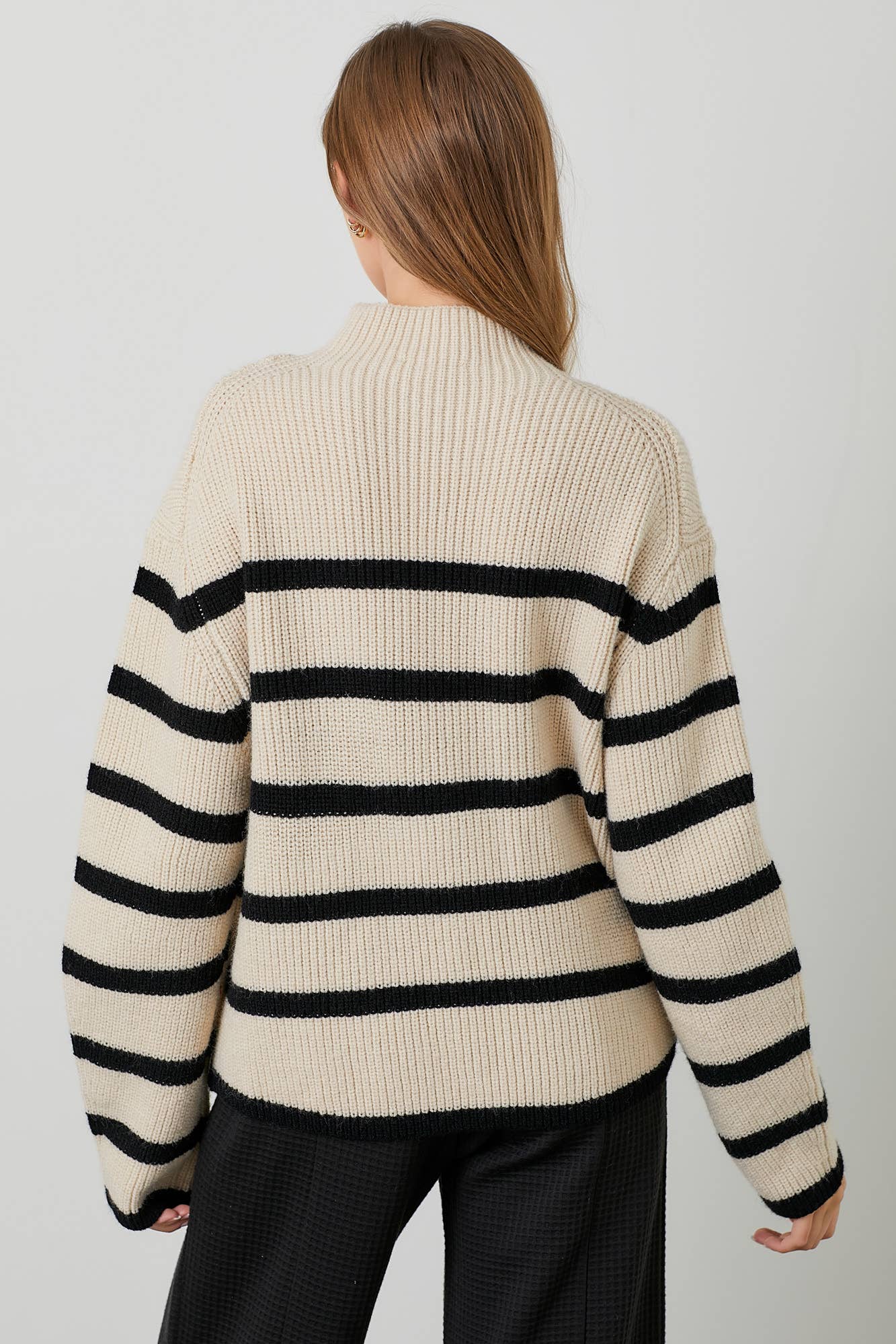 Mock Neck Ribbed Knit Sweater