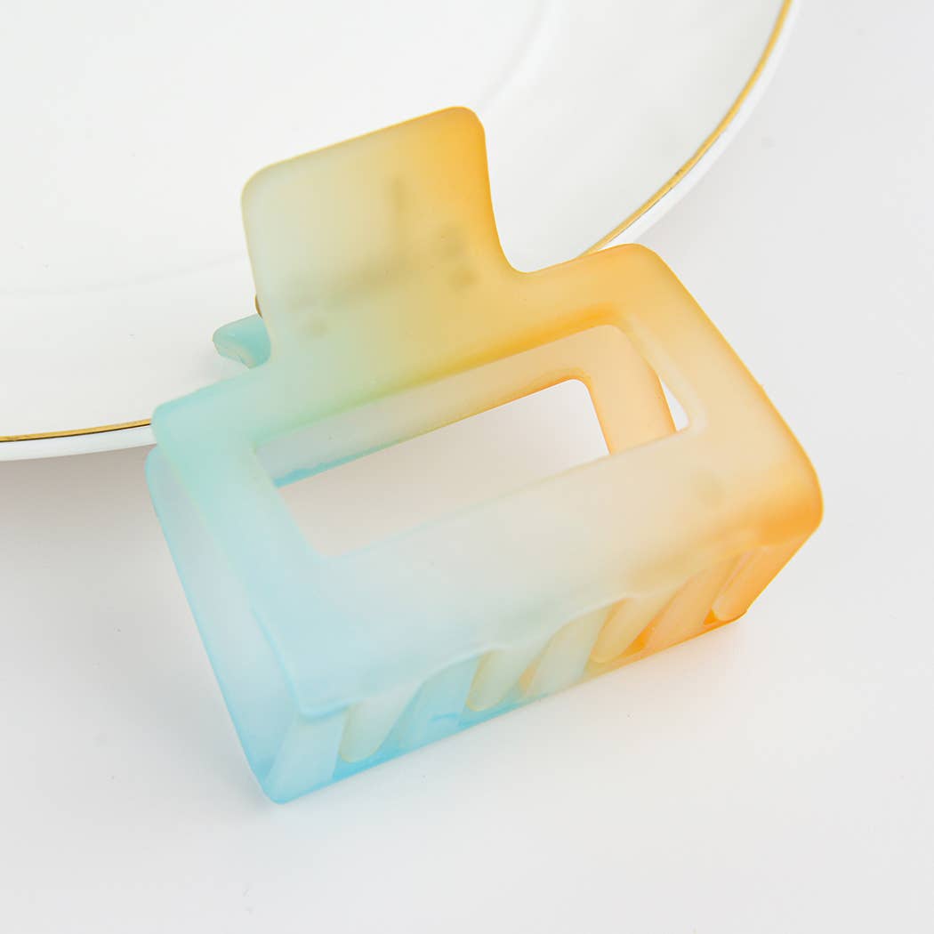 French Matte Gradient Square Medium Hair Claw Clips