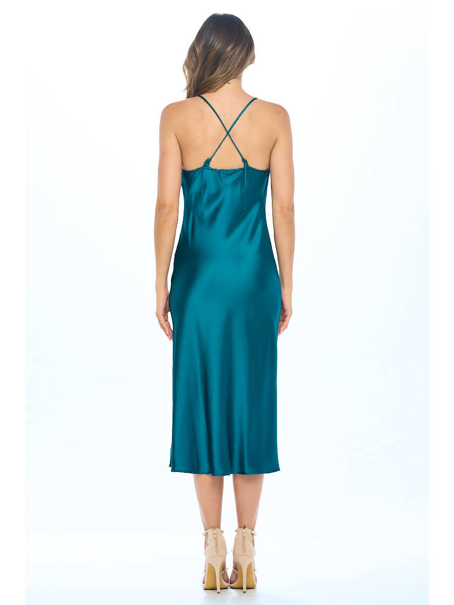 Satin Bias Slip Dress with Slit – Sadie's Shop