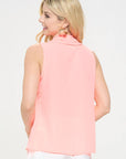 Made in USA Solid V neck Top with Drape Neckline
