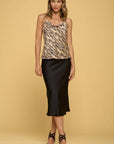 Made in USA Solid Satin Midi Skirt