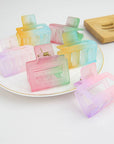 French Matte Gradient Square Medium Hair Claw Clips
