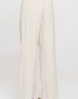 Made in USA Linen Striped Adjustable Straight Leg Pants