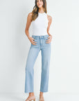 Light Wash Slim Palazzo w/ Scissor Cut