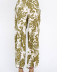 Made in USA Linen Tropical Print Pants with Pockets