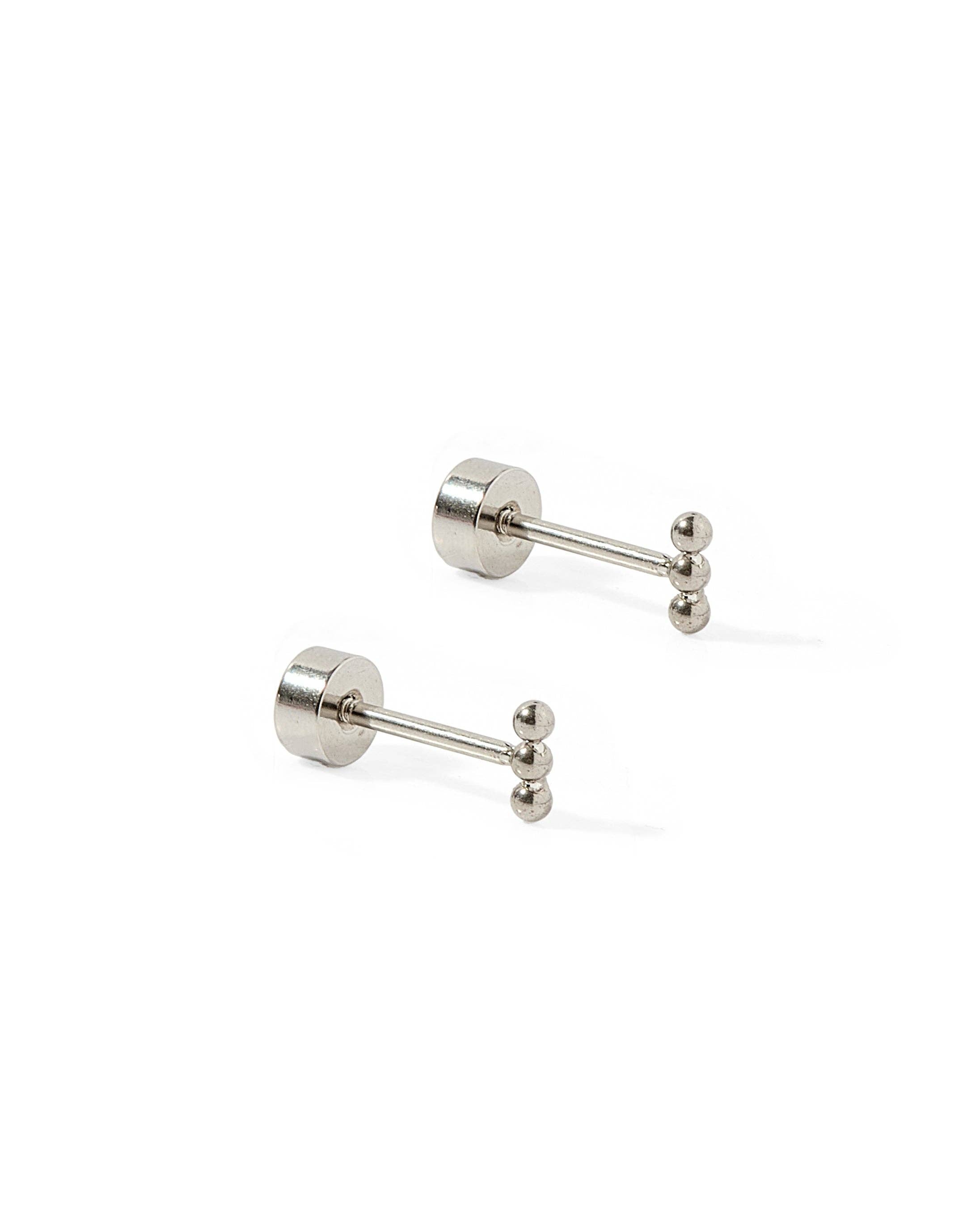 Screwback Stud Earrings - Tally - Silver