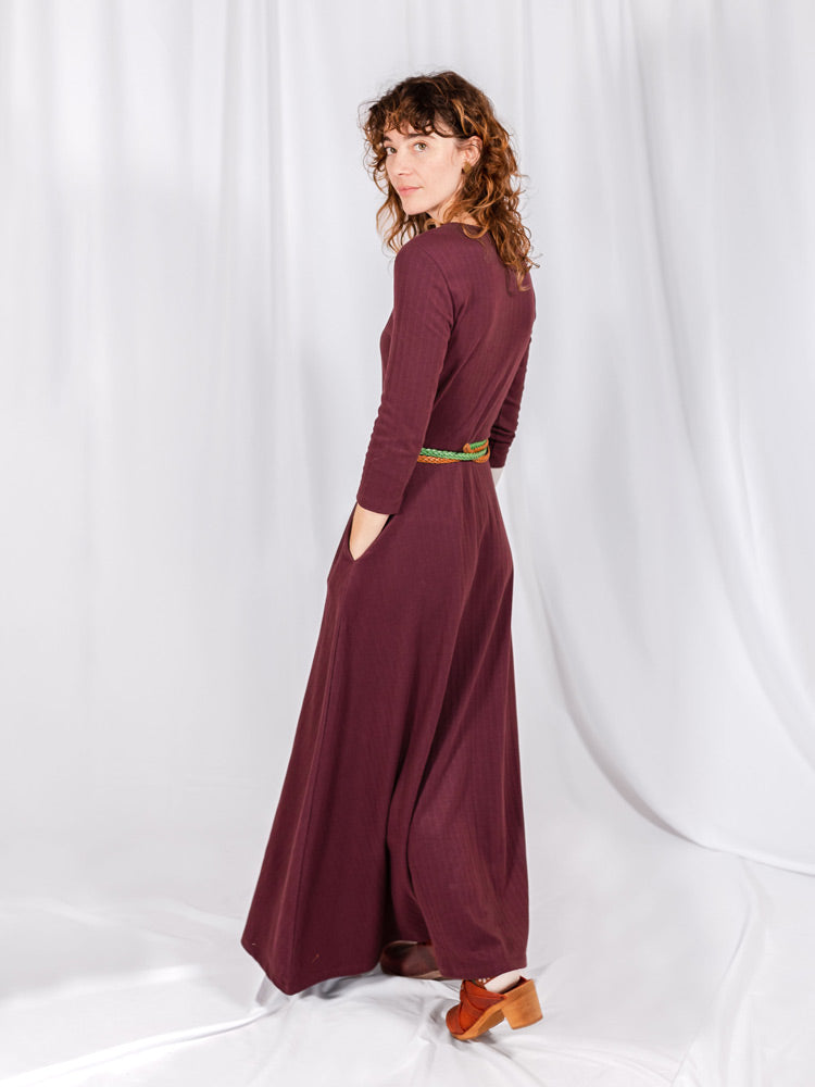 Mumbai Maxi Dress Eggplant Rib Knit S Mumbai Maxi Dress Eggplant Rib Knit S