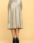 Made in USA Solid Satin Midi Skirt
