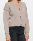 Thick Knit Long Sleeve Cardigan with Buttons