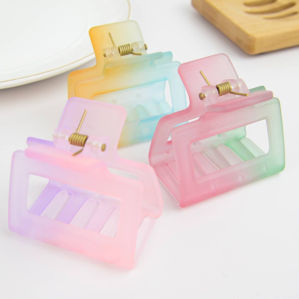 French Matte Gradient Square Medium Hair Claw Clips