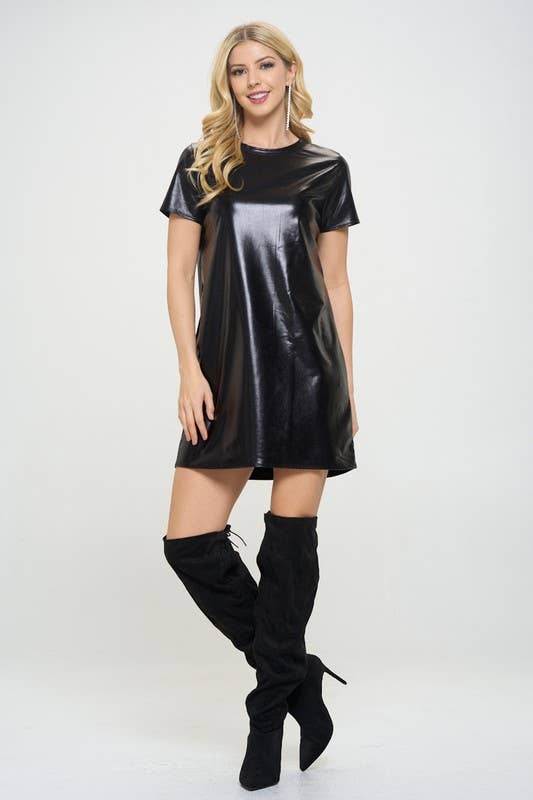 Made in USA Metallic Short Sleeve Dress