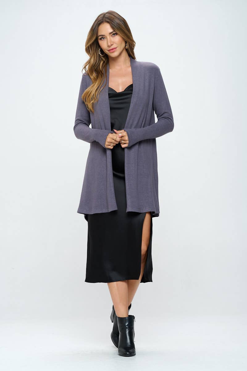 Made in USA Brushed Knit Draped Cardigan with Cashmere Feel