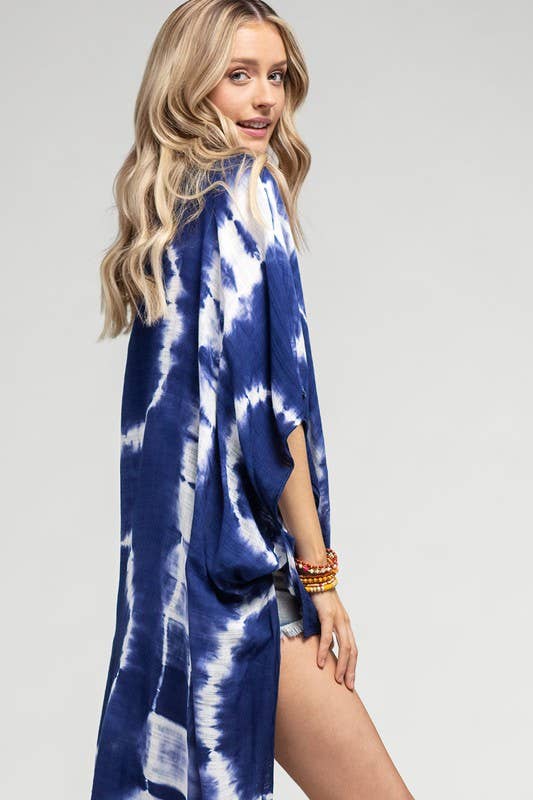Tie Dye with Crochet Accent Kimono