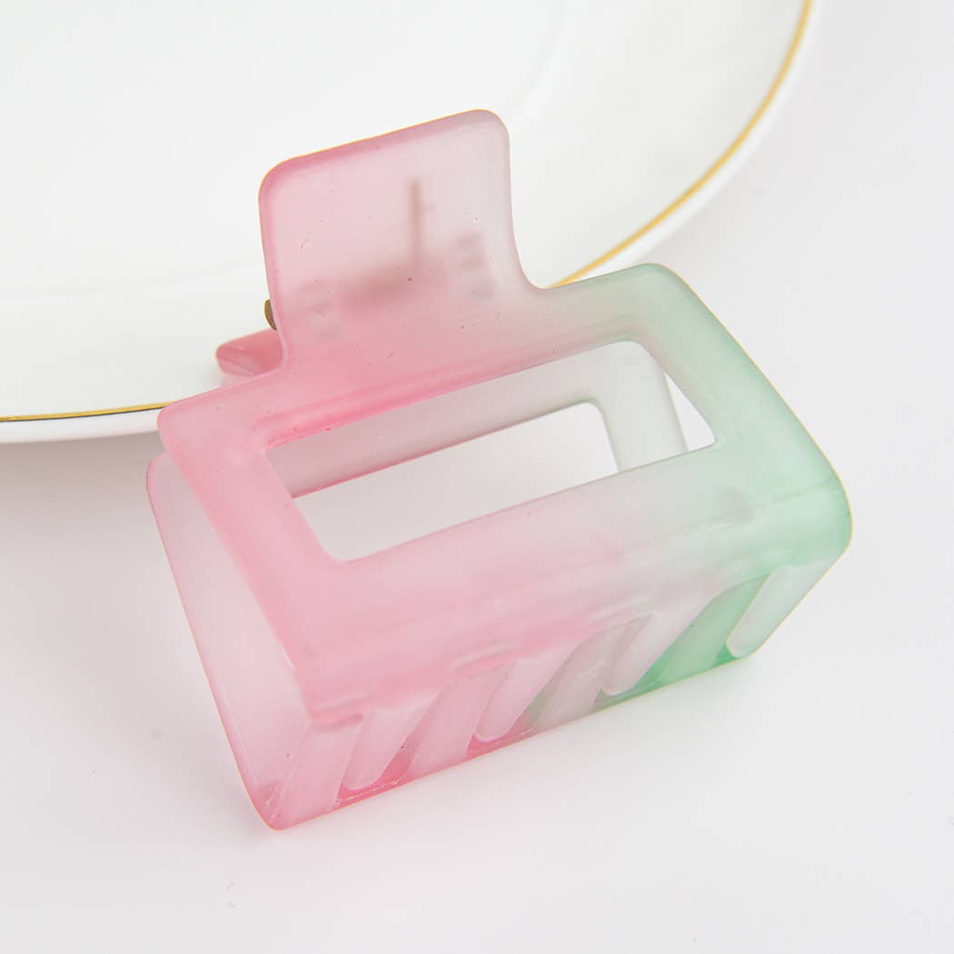 French Matte Gradient Square Medium Hair Claw Clips