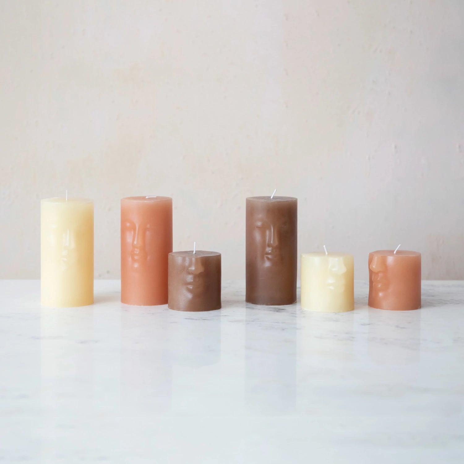 Creative Co-op pillar candle- Face