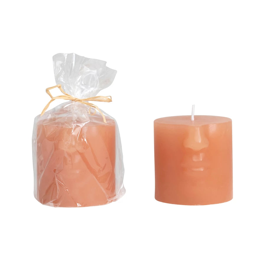 Creative Co-op pillar candle- Face