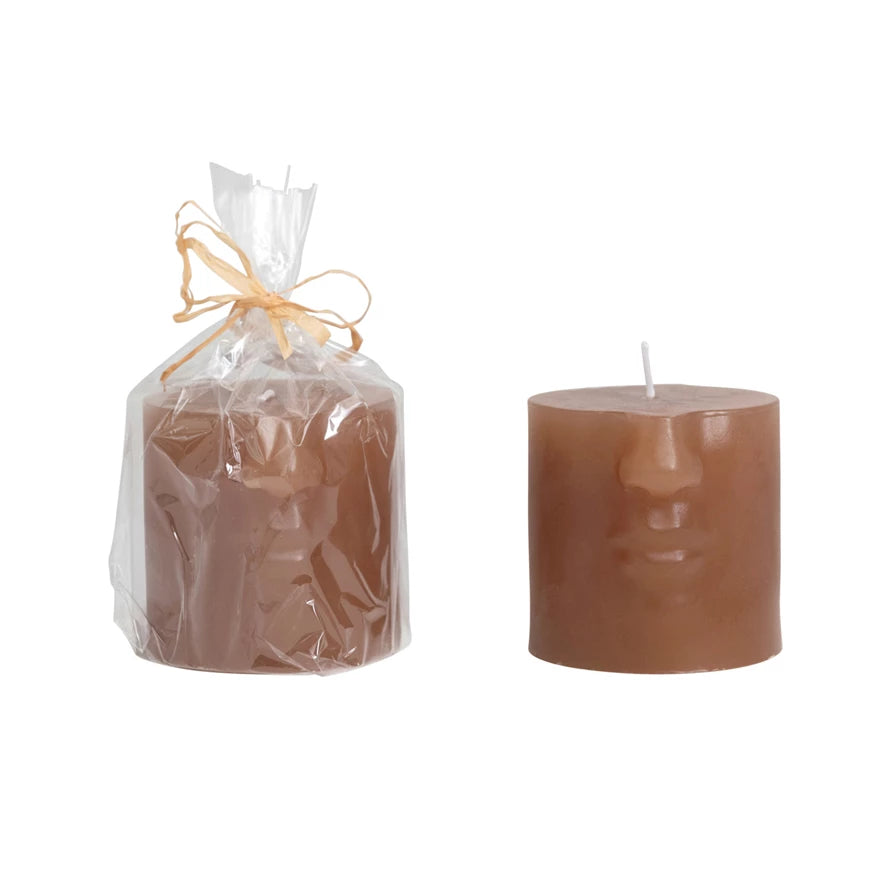 Creative Co-op pillar candle- Face