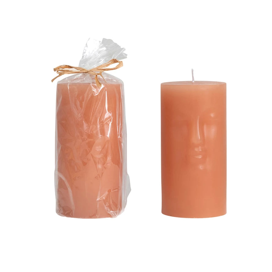 Creative Co-op pillar candle- Face