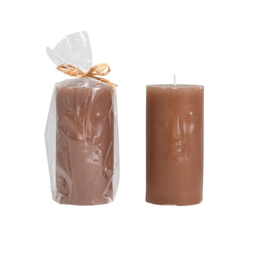 Creative Co-op pillar candle- Face