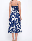Made in USA Floral Print Midi Sleeveless Dress with Pockets
