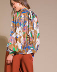 Retro bow tie neck blouse