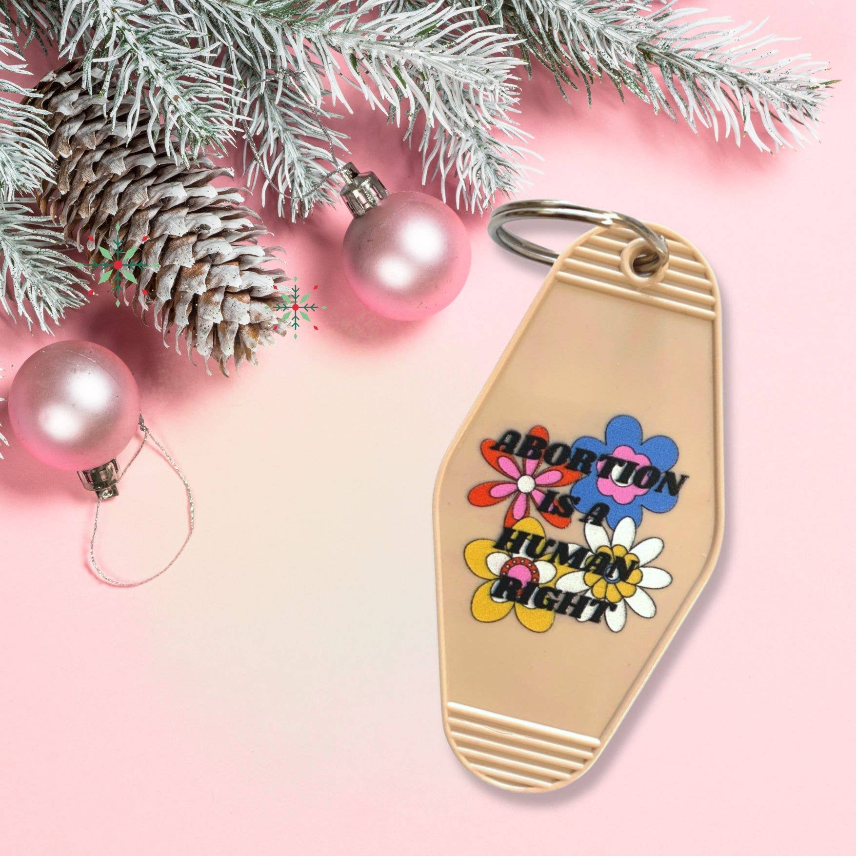 Abortion is a Human Right Pro-Choice Keychain '70s Groovy