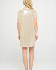 Made in USA Metallic Short Sleeve Dress