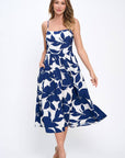 Made in USA Floral Print Midi Sleeveless Dress with Pockets