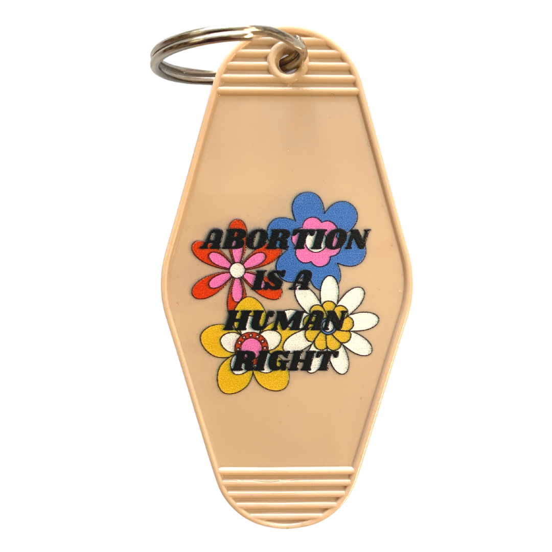 Abortion is a Human Right Pro-Choice Keychain '70s Groovy