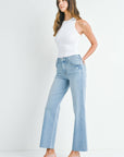 Light Wash Slim Palazzo w/ Scissor Cut
