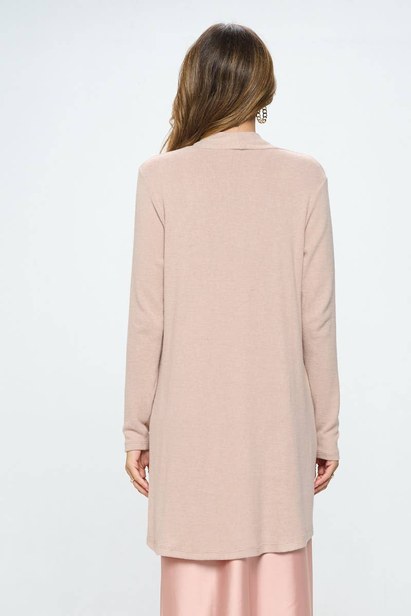 Made in USA Brushed Knit Draped Cardigan with Cashmere Feel