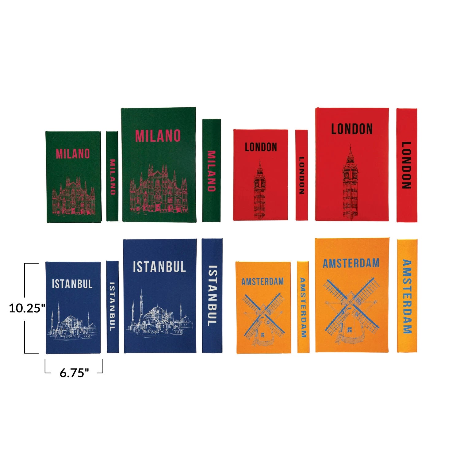 Book Storage Boxes w/ City Name, 4 Styles