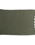 Cotton Knit Throw w/Tassels (Olive)