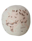 Fabric Printed Globe Shaped Orb Pillow with Animals & Embroidery