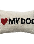 Tufted Lumbar Pillow "I ♥ My Dog", Natural, Black & Red