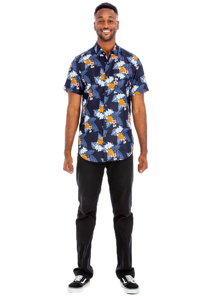 Short Sleeve Hawaiian Button Down Shirt