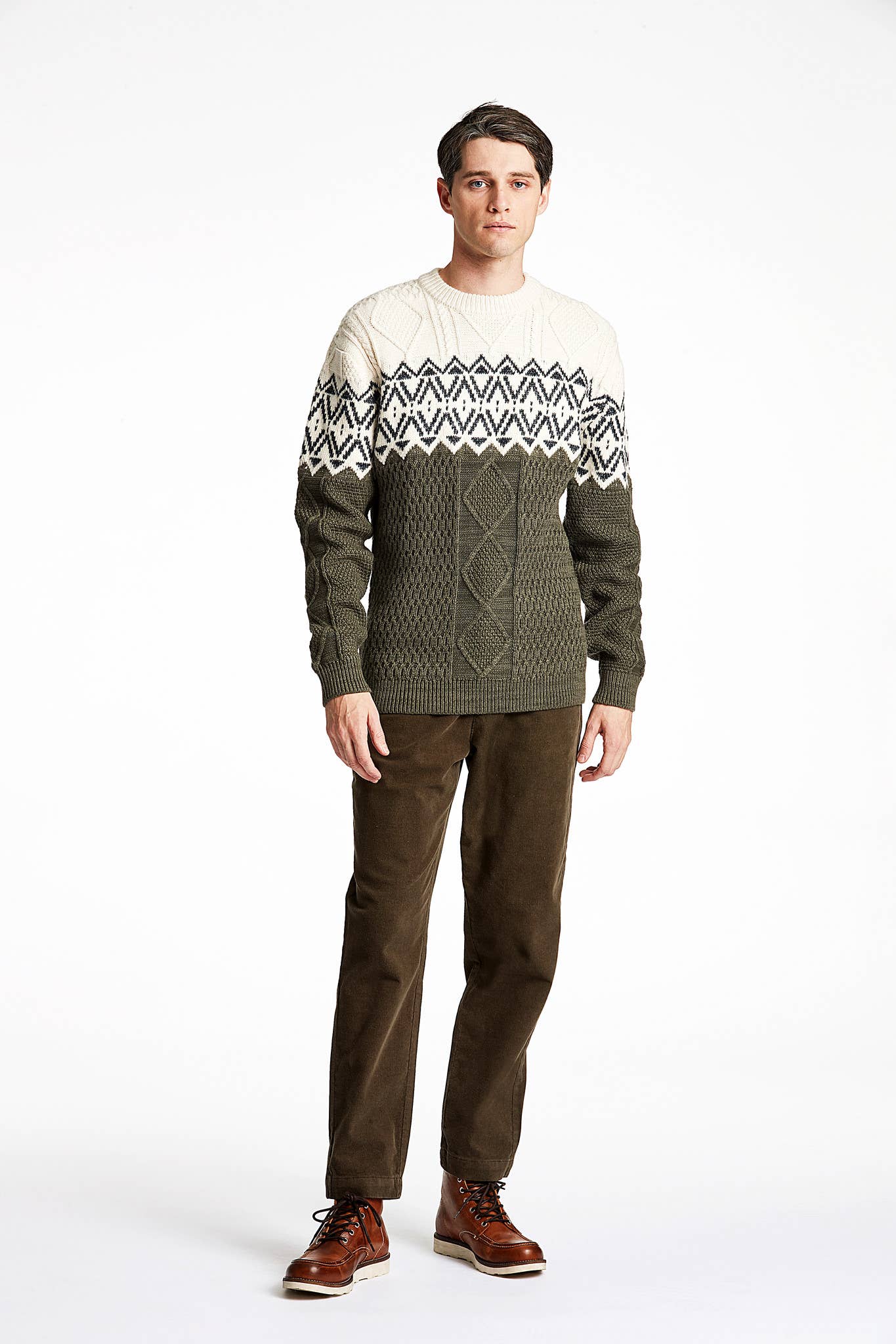 Cable Sweater with two color yolk