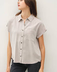 Dolman Button Down Short Sleeve Shirt