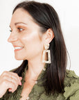 Kennedy Statement Earrings - Champagne Checkered