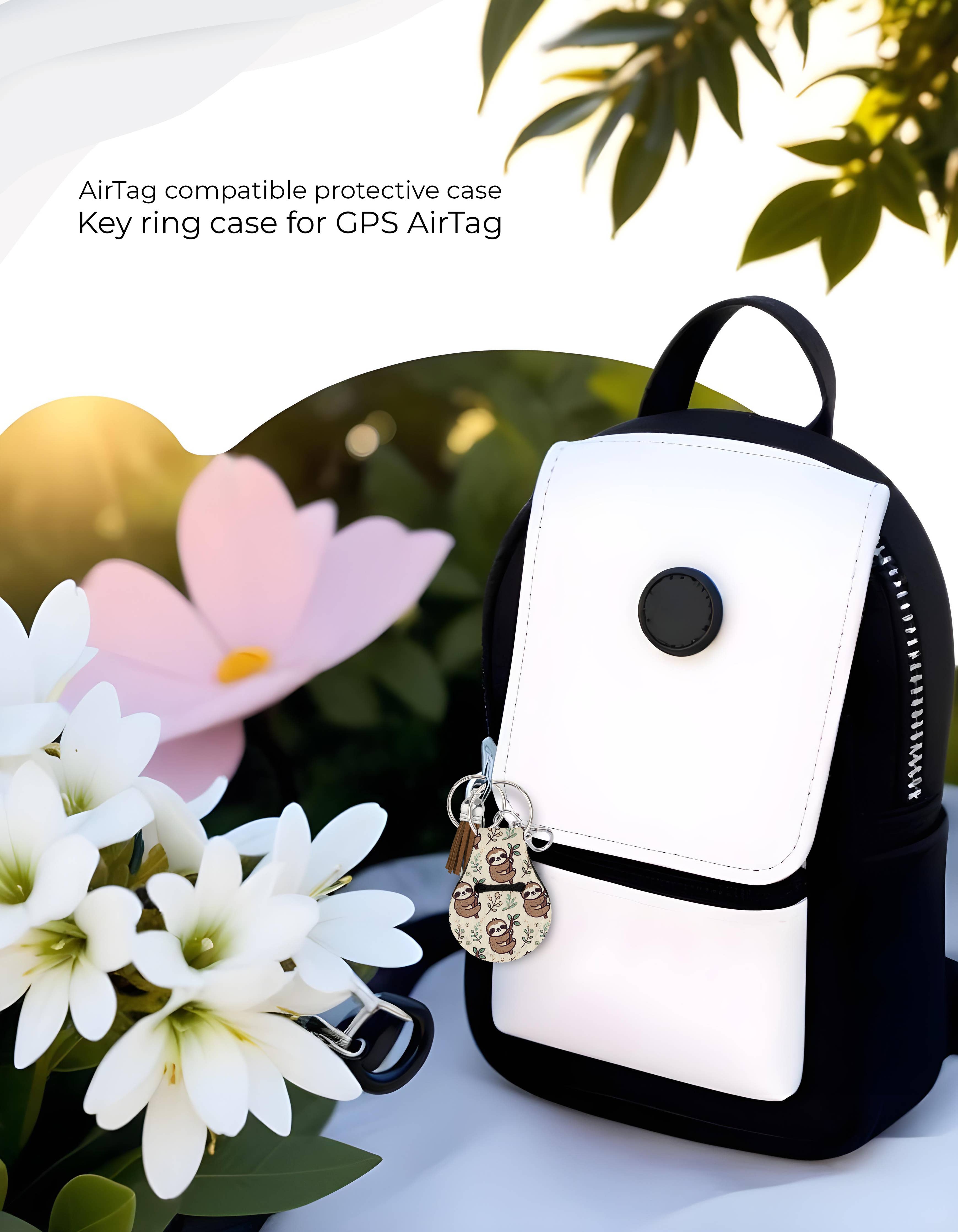 Neoprene AirTag Compatible Case Keychain – Sloth