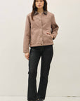 Barn Jacket with Faux Leather Collar