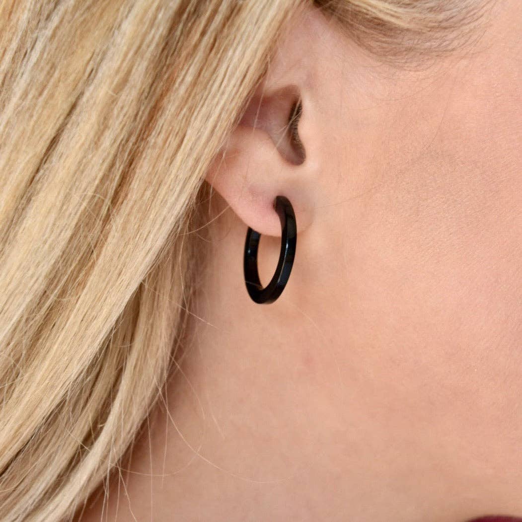 Holly Mini Hoop Earrings - True Black