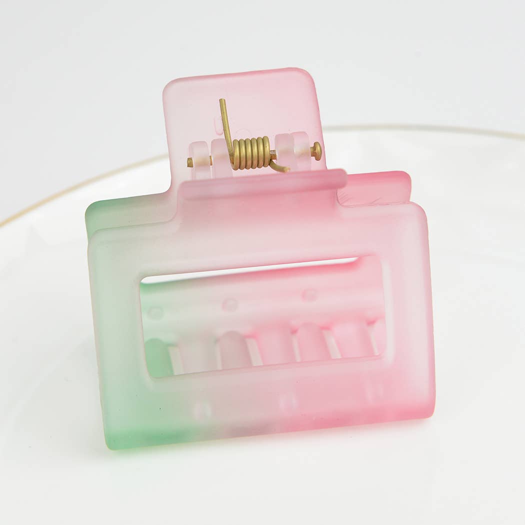 French Matte Gradient Square Medium Hair Claw Clips