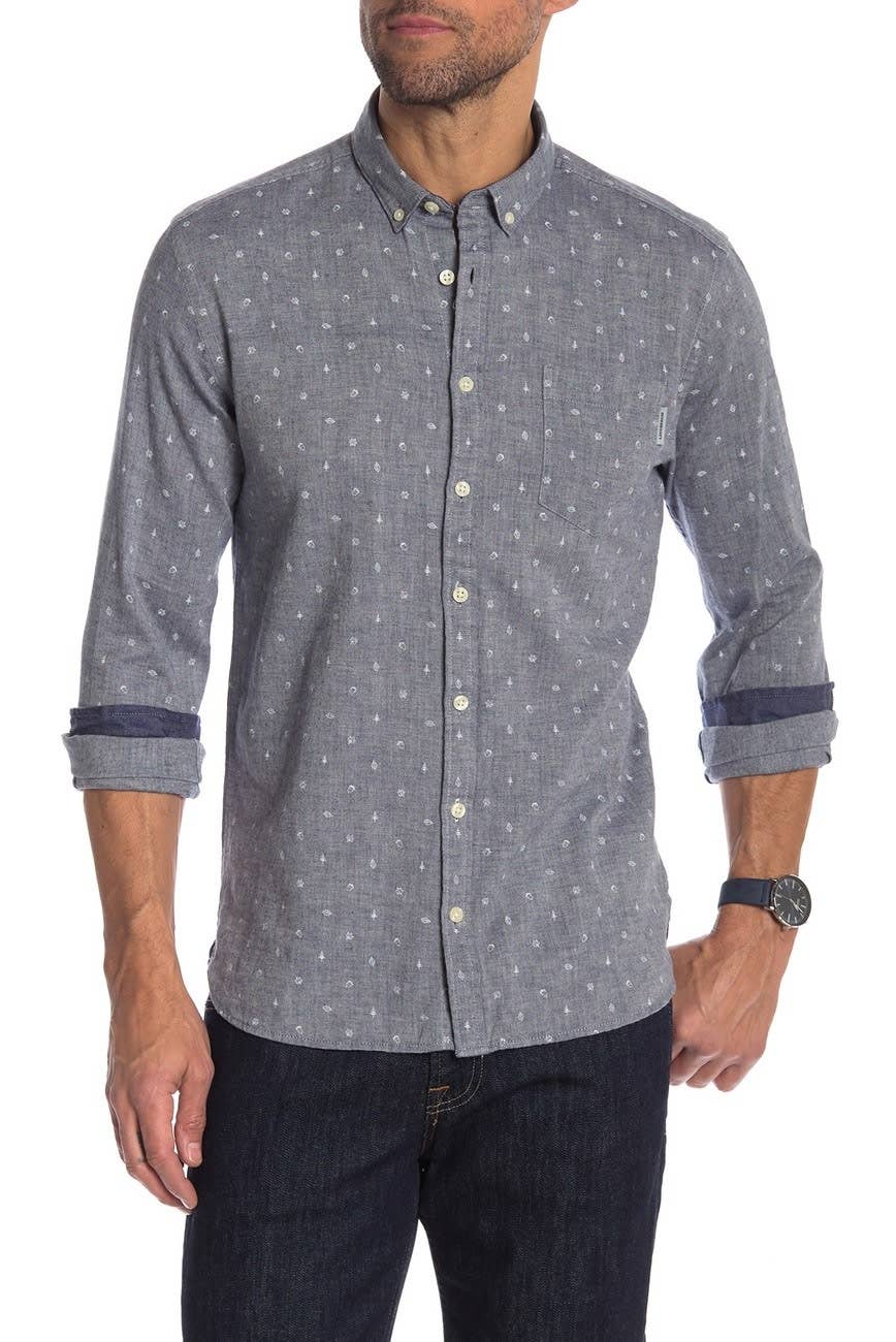 Button Down Shirt with Mélange print
