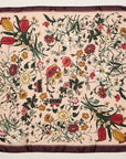 Vintage Botanical Floral Square Scarf – Elegant Garden Print Satin Neck & Hair Scarf