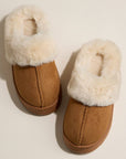 Faux Suede Fur Trim Platform Slippers | Cozy House Shoes