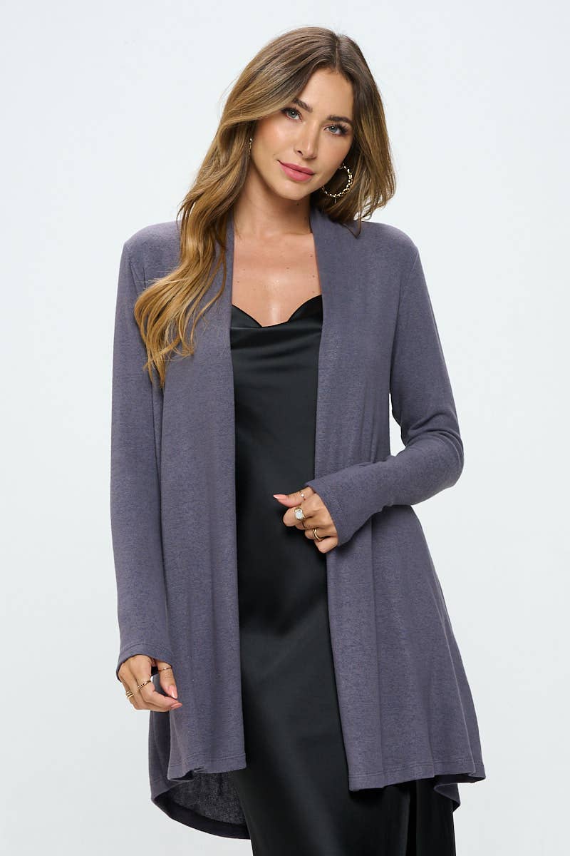 Made in USA Brushed Knit Draped Cardigan with Cashmere Feel