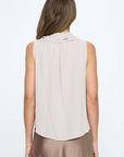 Made in USA Solid V neck Top with Drape Neckline