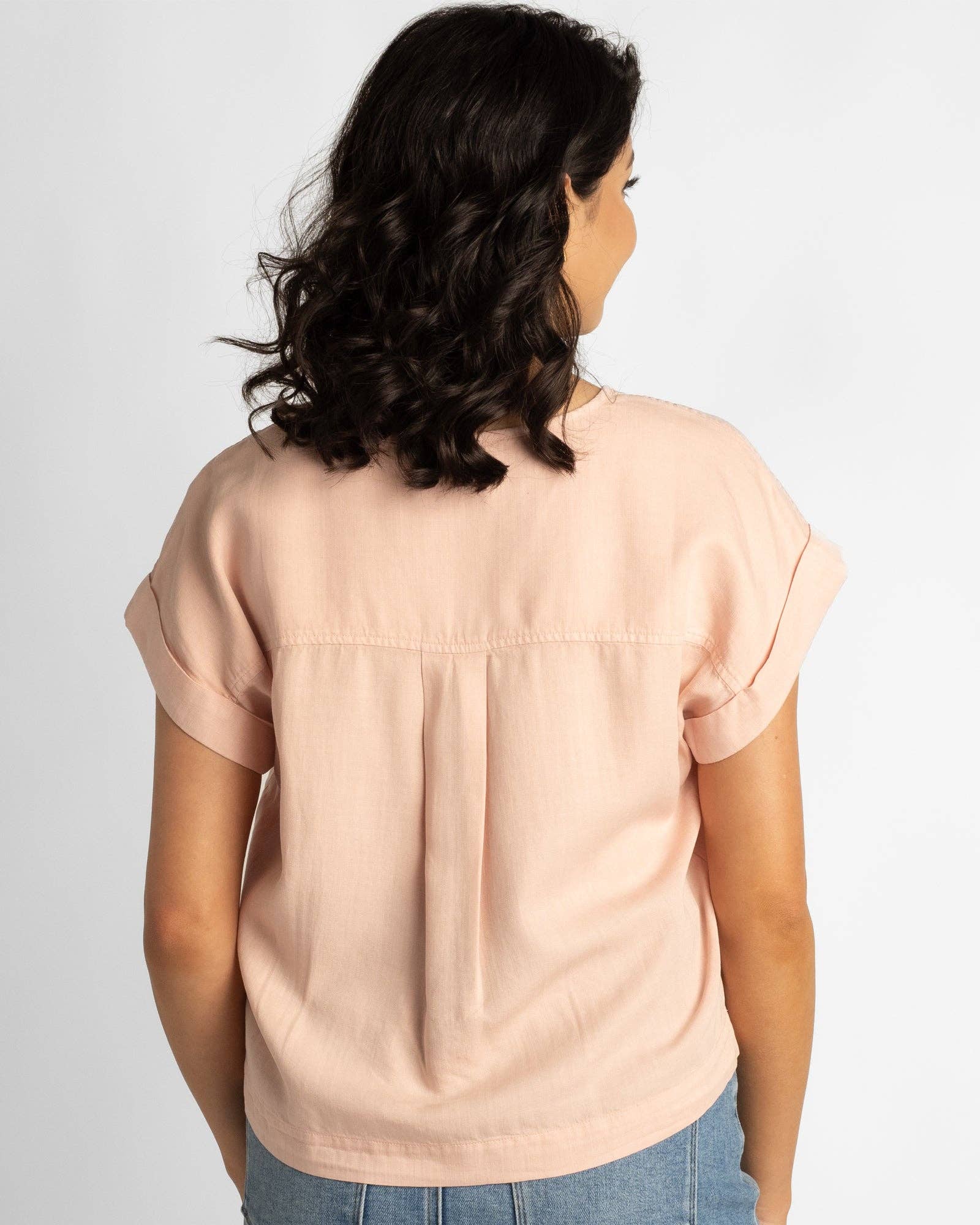 Vital Pink Short Sleeve Scoop Neck Blouse